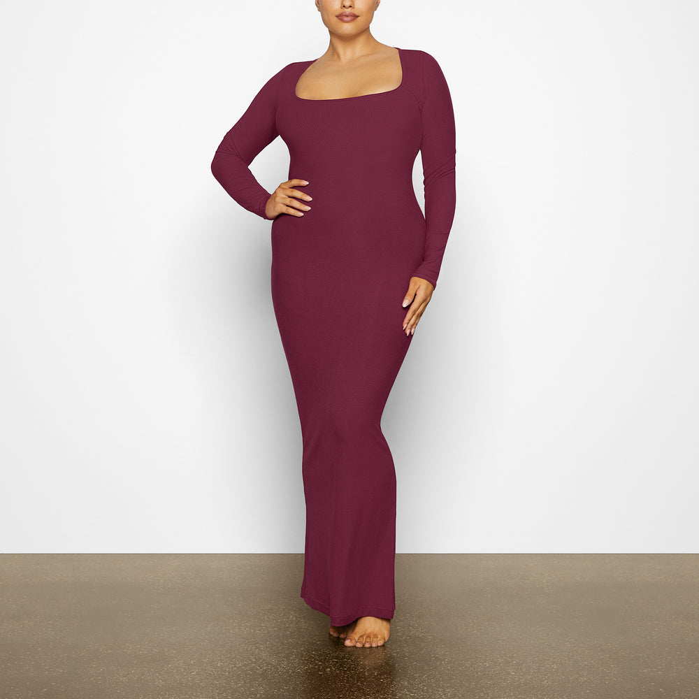 Skims SOFT LOUNGE LONG SLEEVE Jurk Paars | 94NPITGCZ