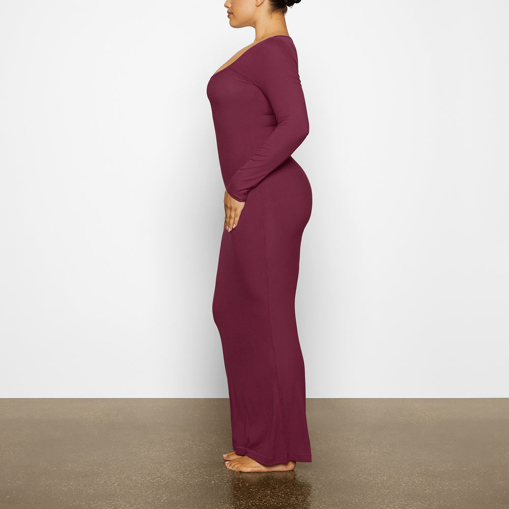 Skims SOFT LOUNGE LONG SLEEVE Jurk Paars | 94NPITGCZ