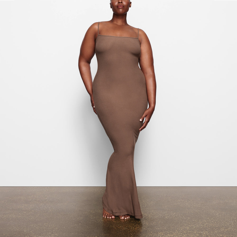 Skims SOFT LOUNGE LONG SLIP Jurk Abrikoos | 81OWRPNSK