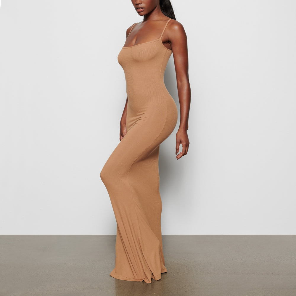 Skims SOFT LOUNGE LONG SLIP Jurk Bruin | 51TSKORVM