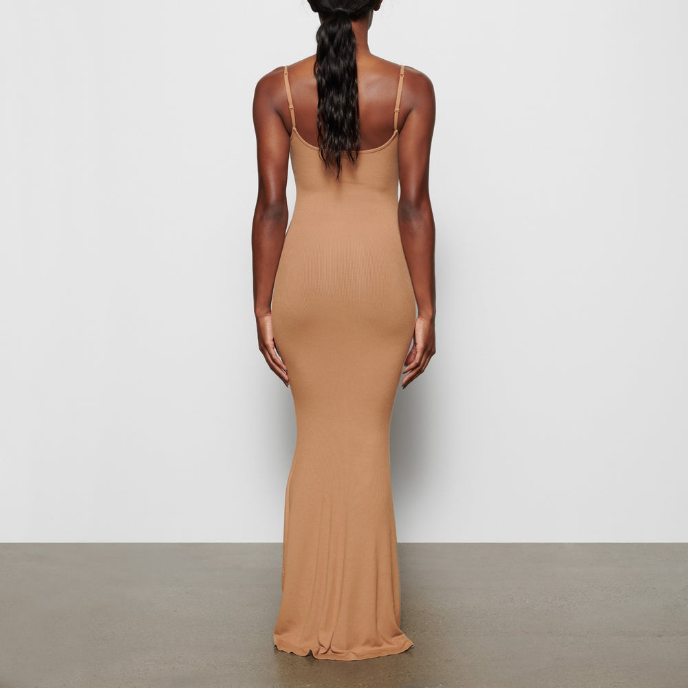 Skims SOFT LOUNGE LONG SLIP Jurk Bruin | 51TSKORVM