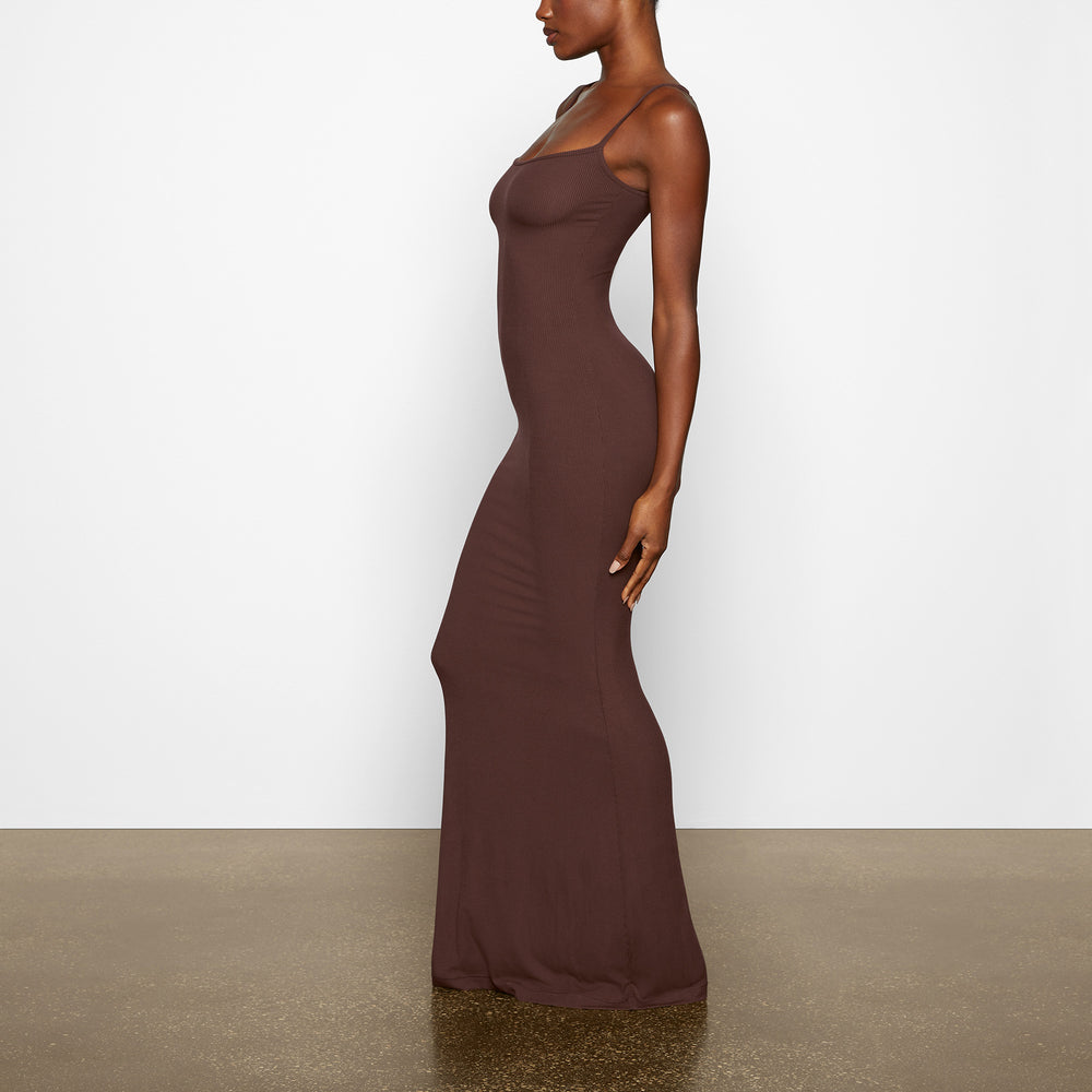 Skims SOFT LOUNGE LONG SLIP Jurk Chocola | 71YLEIDGM