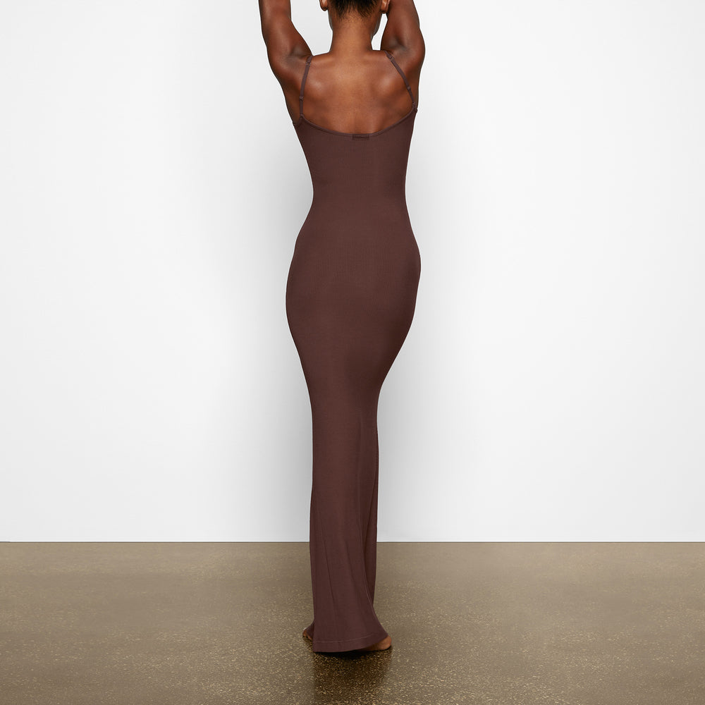 Skims SOFT LOUNGE LONG SLIP Jurk Chocola | 71YLEIDGM