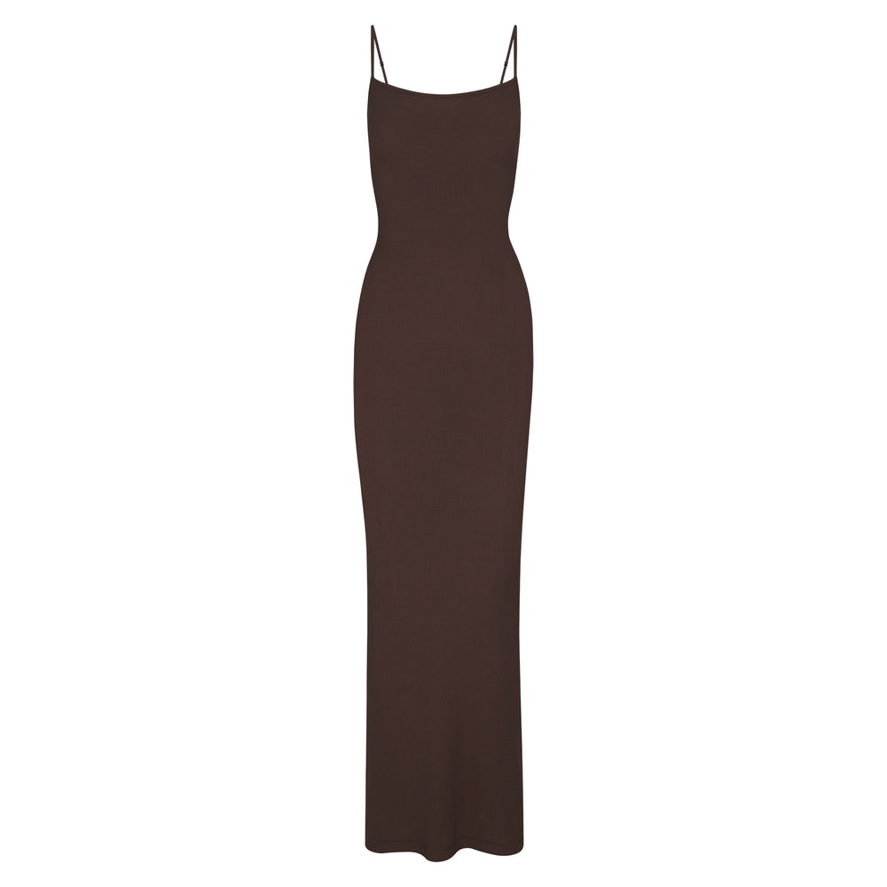 Skims SOFT LOUNGE LONG SLIP Jurk Chocola | 71YLEIDGM