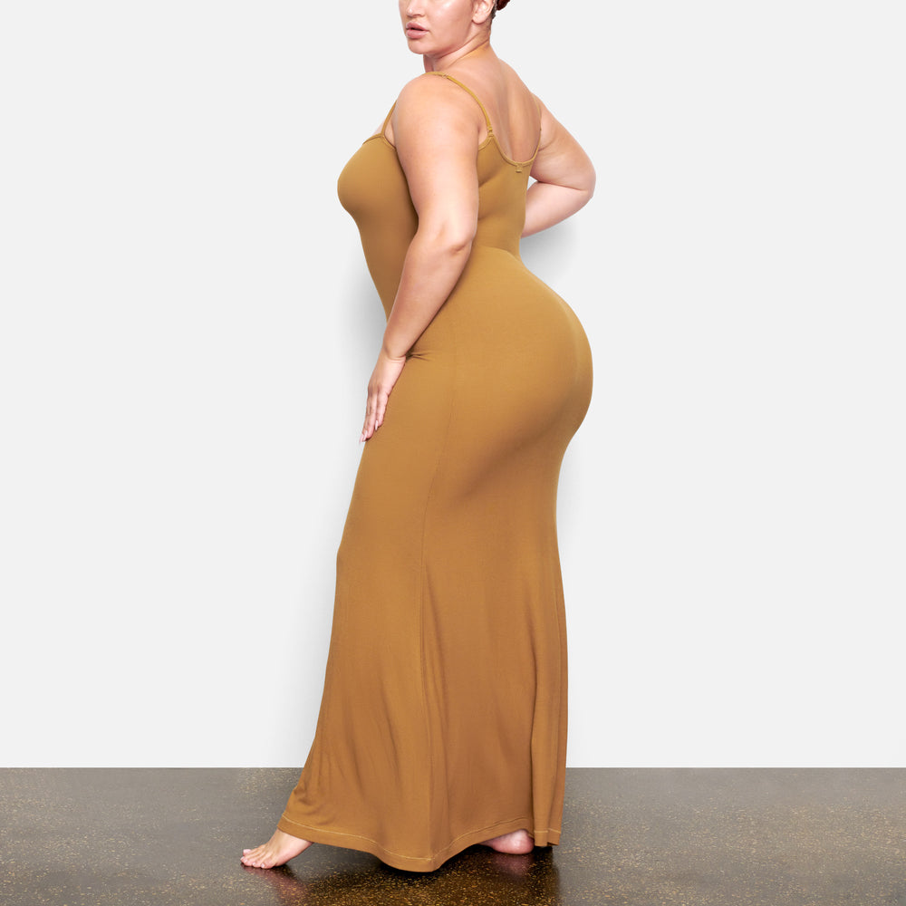 Skims SOFT LOUNGE LONG SLIP Jurk Goud | 93PDZRJST