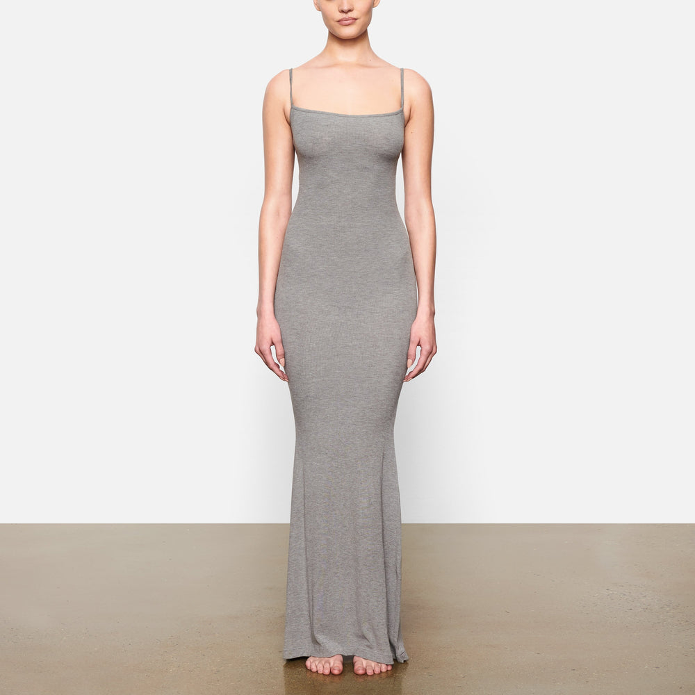 Skims SOFT LOUNGE LONG SLIP Jurk Grijs | 37ZHWBXLO