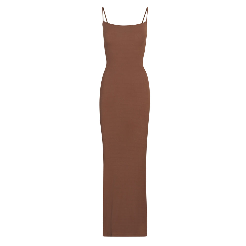 Skims SOFT LOUNGE LONG SLIP Jurk Khaki | 63CLFDJVH