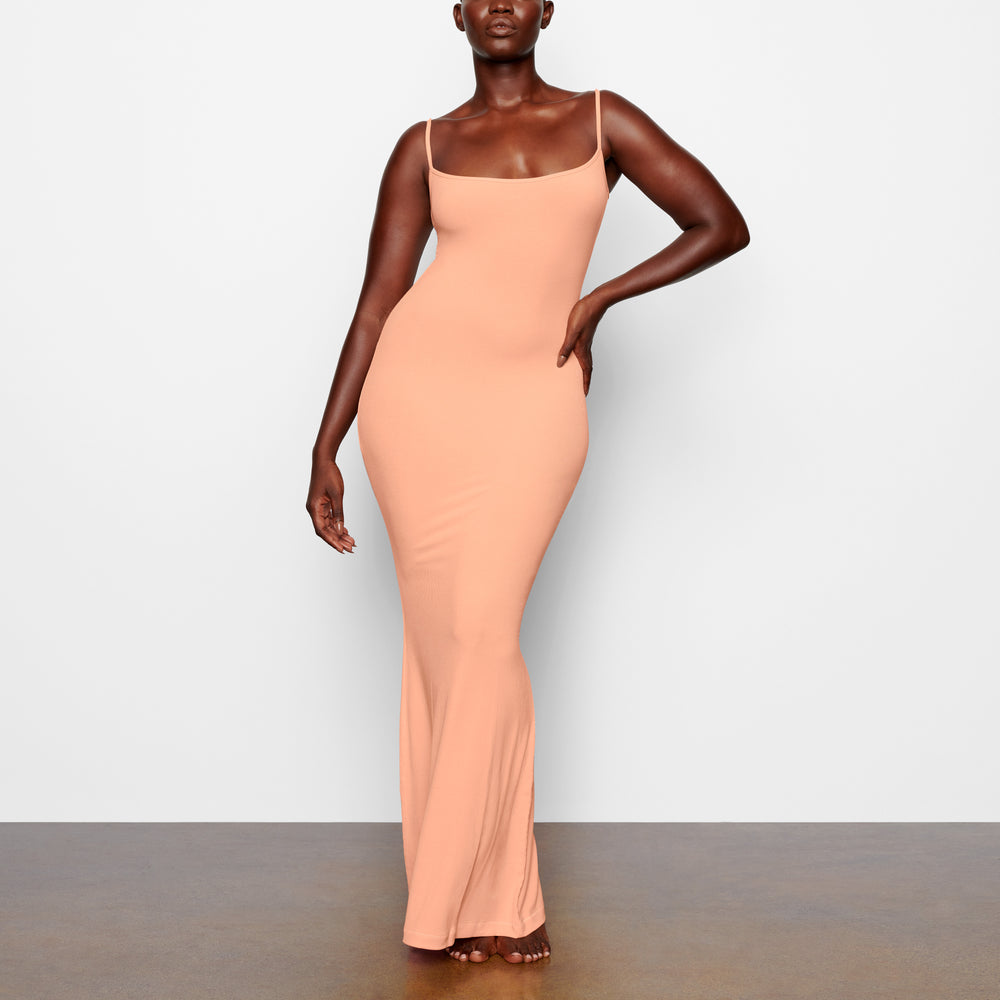 Skims SOFT LOUNGE LONG SLIP Jurk Oranje | 90HGORPXU
