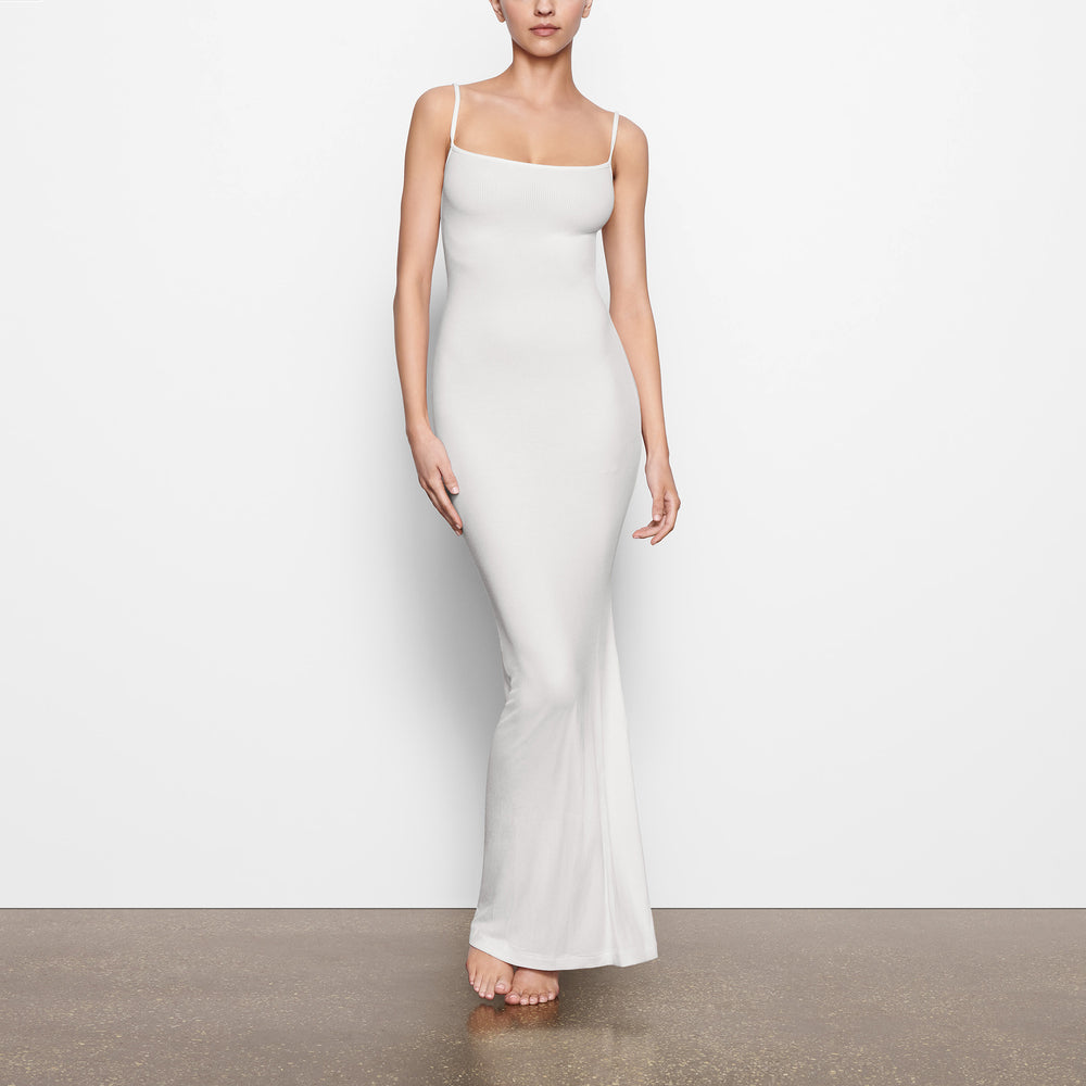 Skims SOFT LOUNGE LONG SLIP Jurk Wit | 48BJFWEGX