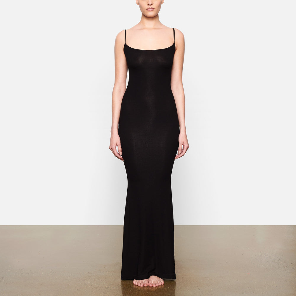 Skims SOFT LOUNGE LONG SLIP Jurk Zwart | 93HMXRCVN