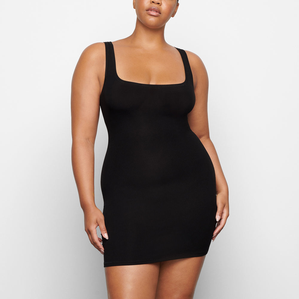 Skims SOFT LOUNGE MINI Jurk Zwart | 68EAWGBJH