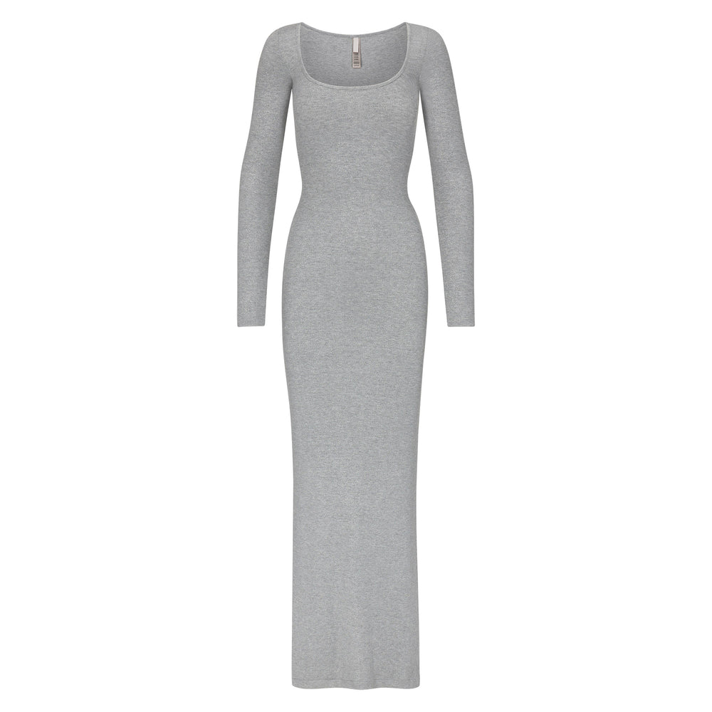 Skims SOFT LOUNGE SHIMMER LONG SLEEVE Jurk Grijs | 06FUAWVYB
