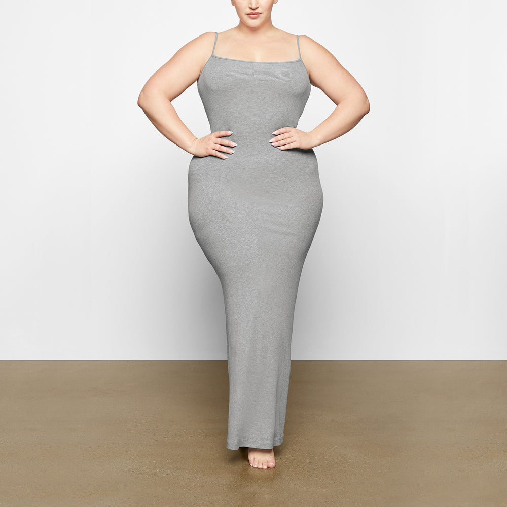 Skims SOFT LOUNGE SHIMMER LONG SLIP Jurk Grijs | 54RDGEJBV