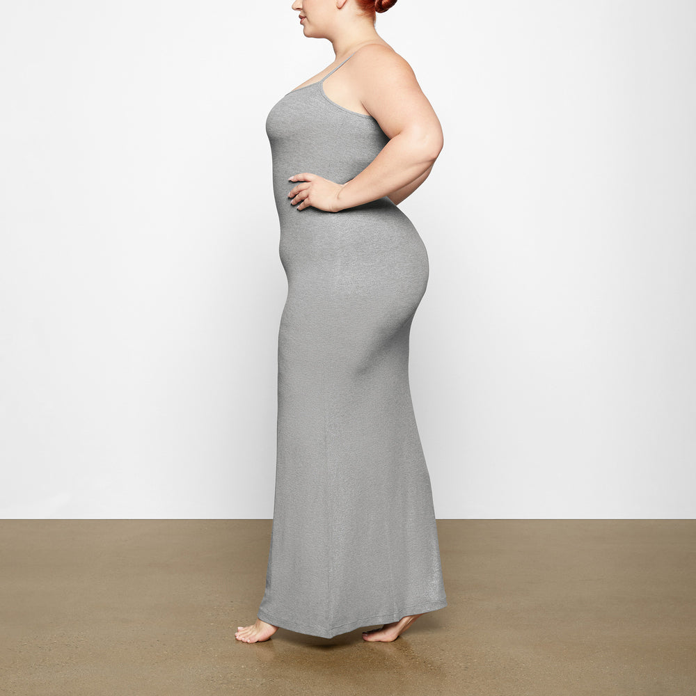 Skims SOFT LOUNGE SHIMMER LONG SLIP Jurk Grijs | 54RDGEJBV