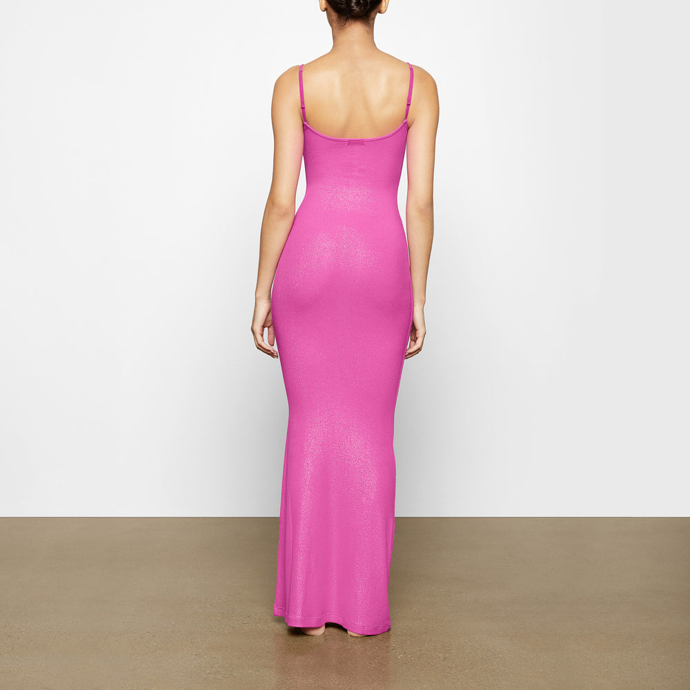 Skims SOFT LOUNGE SHIMMER LONG SLIP Jurk Fuchsie | 78QVXDGWN