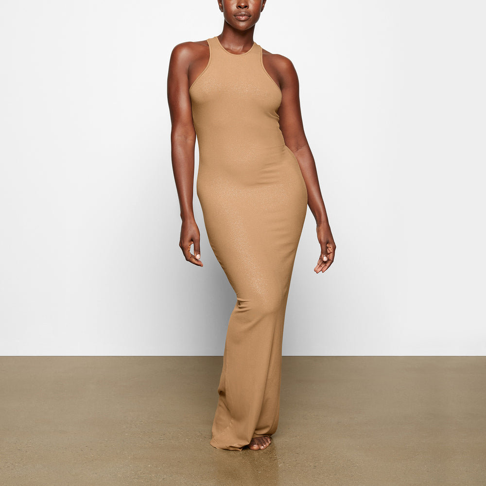 Skims SOFT LOUNGE SHIMMER RACERBACK Jurk Bruin | 36RZNVMJO