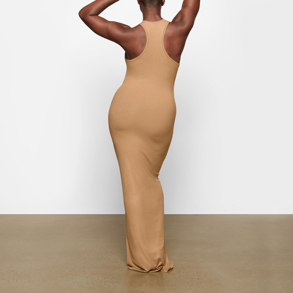 Skims SOFT LOUNGE SHIMMER RACERBACK Jurk Bruin | 36RZNVMJO