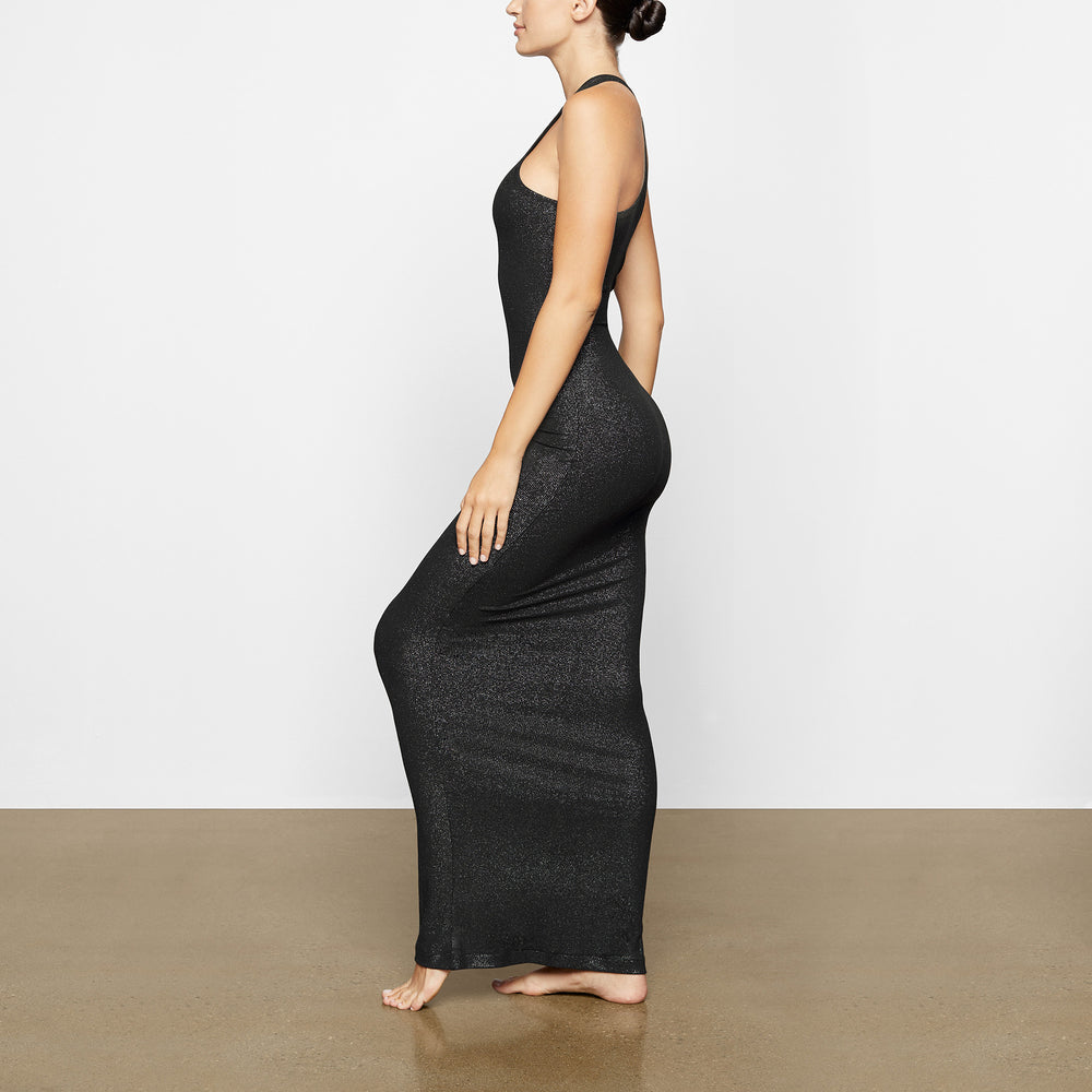 Skims SOFT LOUNGE SHIMMER RACERBACK Jurk Zwart | 95FOXYQSU