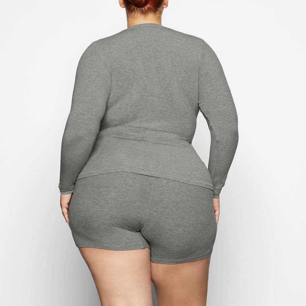 Skims SOFT LOUNGE SPLIT NECK LONG SLEEVE T-shirt Grijs | 90CIXZJHW