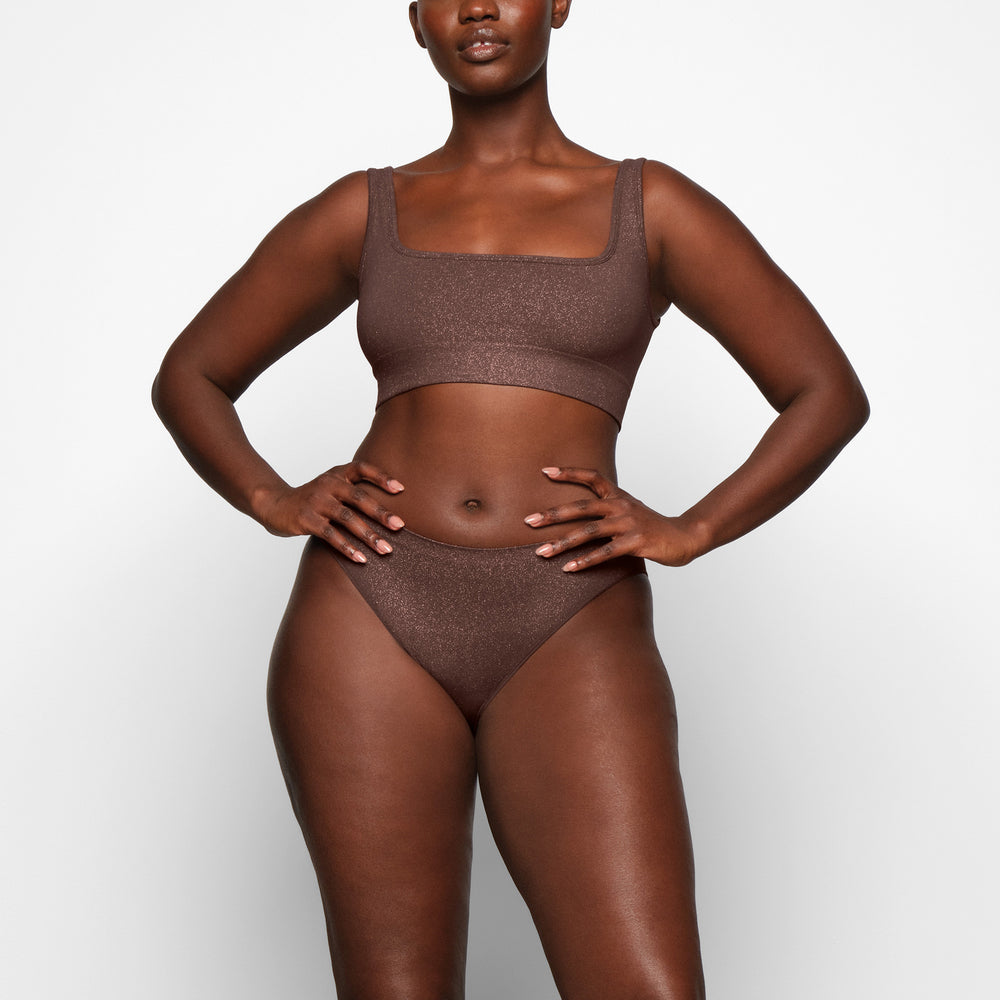 Skims SOFT SMOOTHING SHINE SCOOP NECK Bralette Chocola | 23LZIRPMX