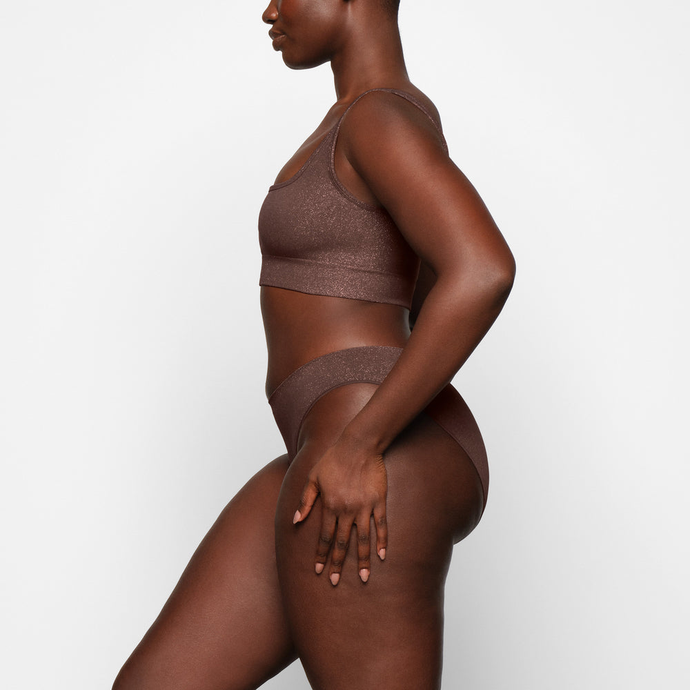 Skims SOFT SMOOTHING SHINE SCOOP NECK Bralette Chocola | 23LZIRPMX