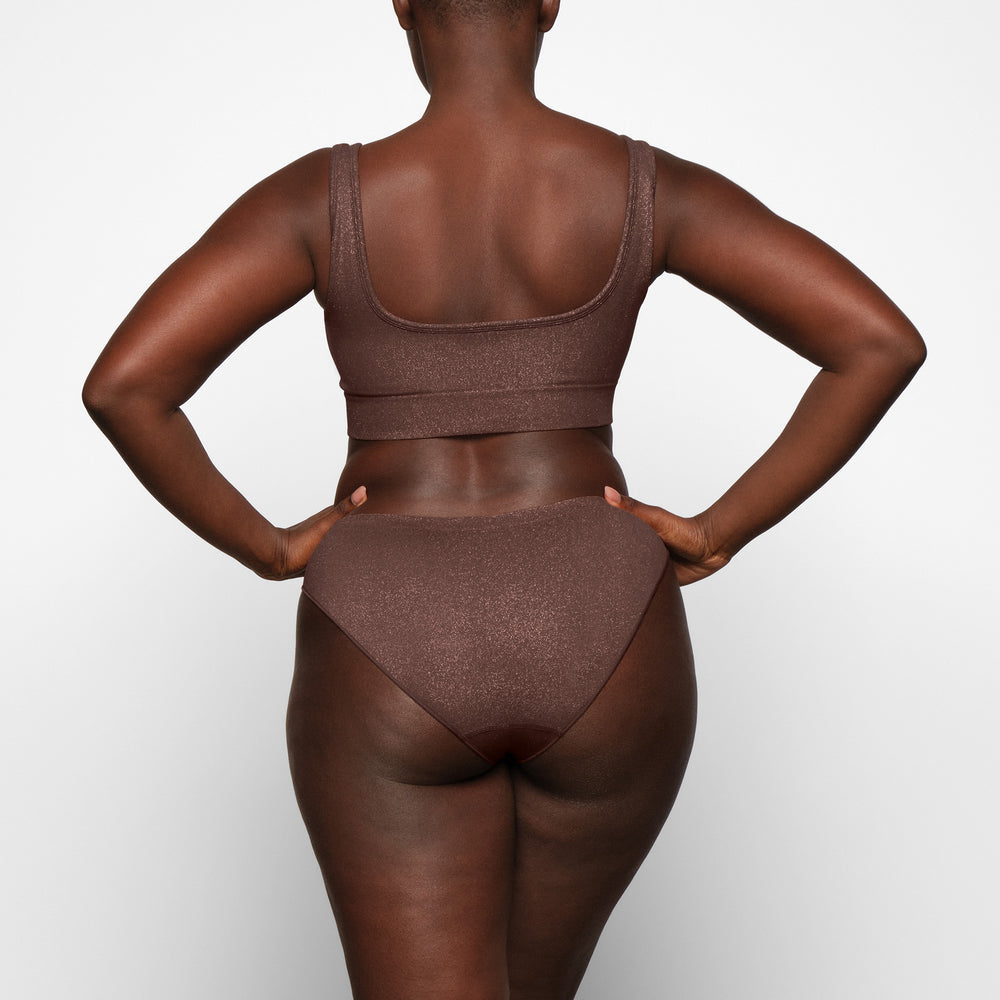 Skims SOFT SMOOTHING SHINE SCOOP NECK Bralette Chocola | 23LZIRPMX