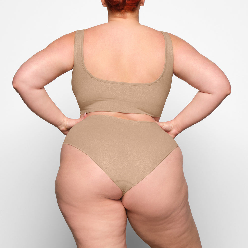 Skims SOFT SMOOTHING SHINE SCOOP NECK Bralette Beige | 36DVGHXBO