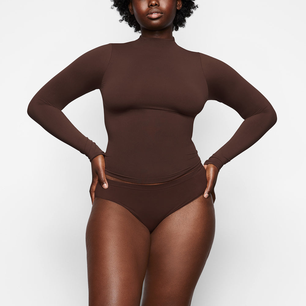 Skims SOFT SMOOTHING TURTLENECK TOP T-shirt Chocola | 79MDUVYOQ