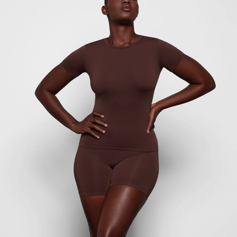 Skims SOFT SMOOTHING T-shirt Chocola | 23VGBPTNW
