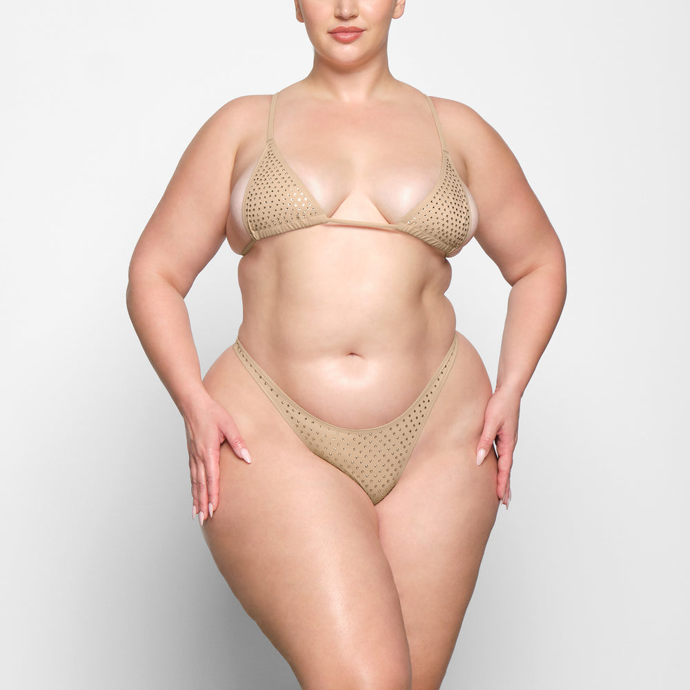 Skims SPARKLE JERSEY MINI Thong Beige | 61ZKNYBMP
