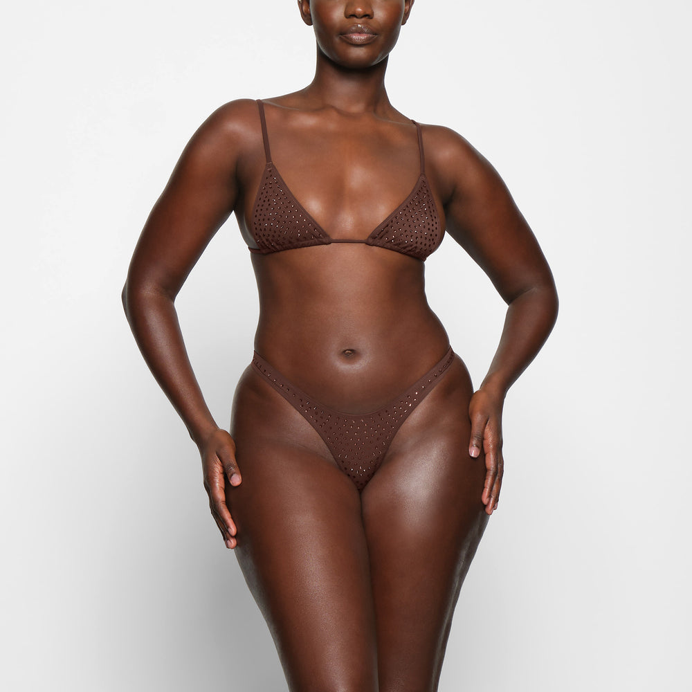 Skims SPARKLE JERSEY MINI Thong Chocola | 81SMPVDIX
