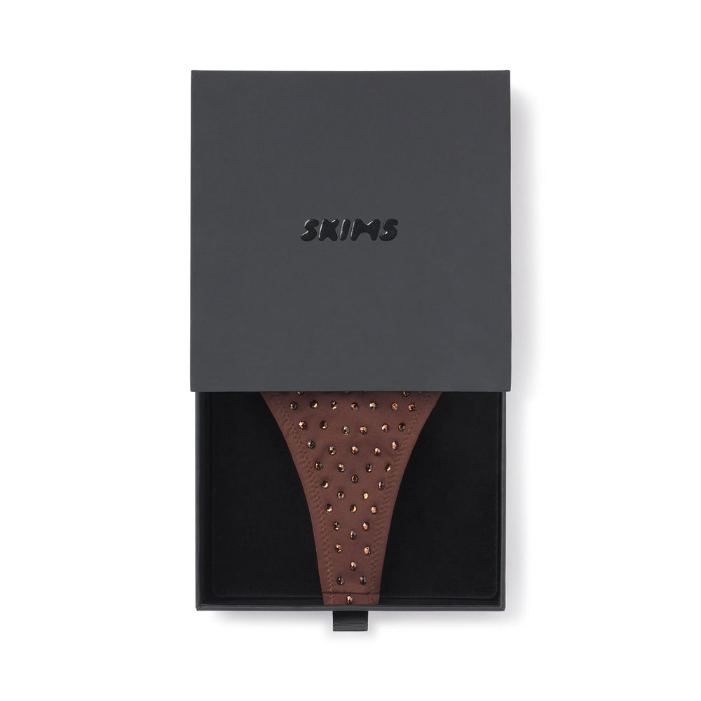 Skims SPARKLE JERSEY MINI Thong Chocola | 81SMPVDIX