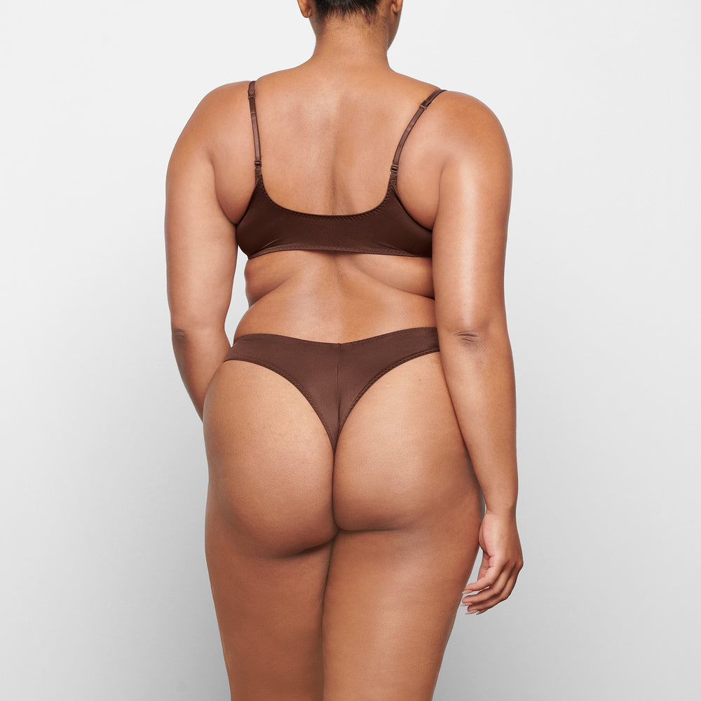 Skims STRETCH SATIN CHEEKY Tanga Chocola | 64UQZPJNC