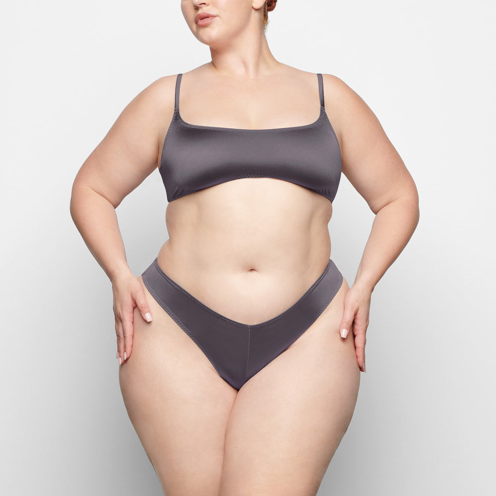 Skims STRETCH SATIN CHEEKY Tanga Paars | 20RWFSTKZ