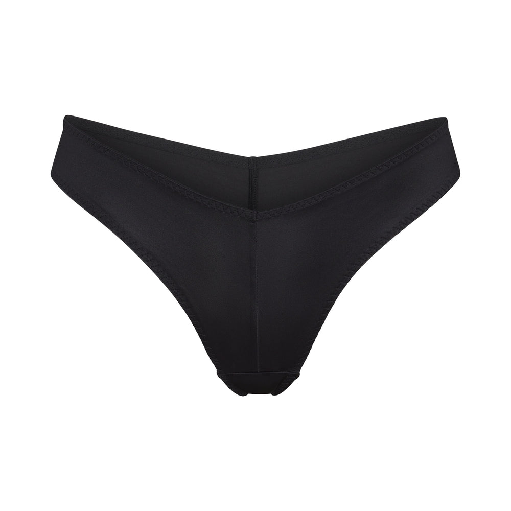 Skims STRETCH SATIN CHEEKY Tanga Zwart | 09DWGSHFP