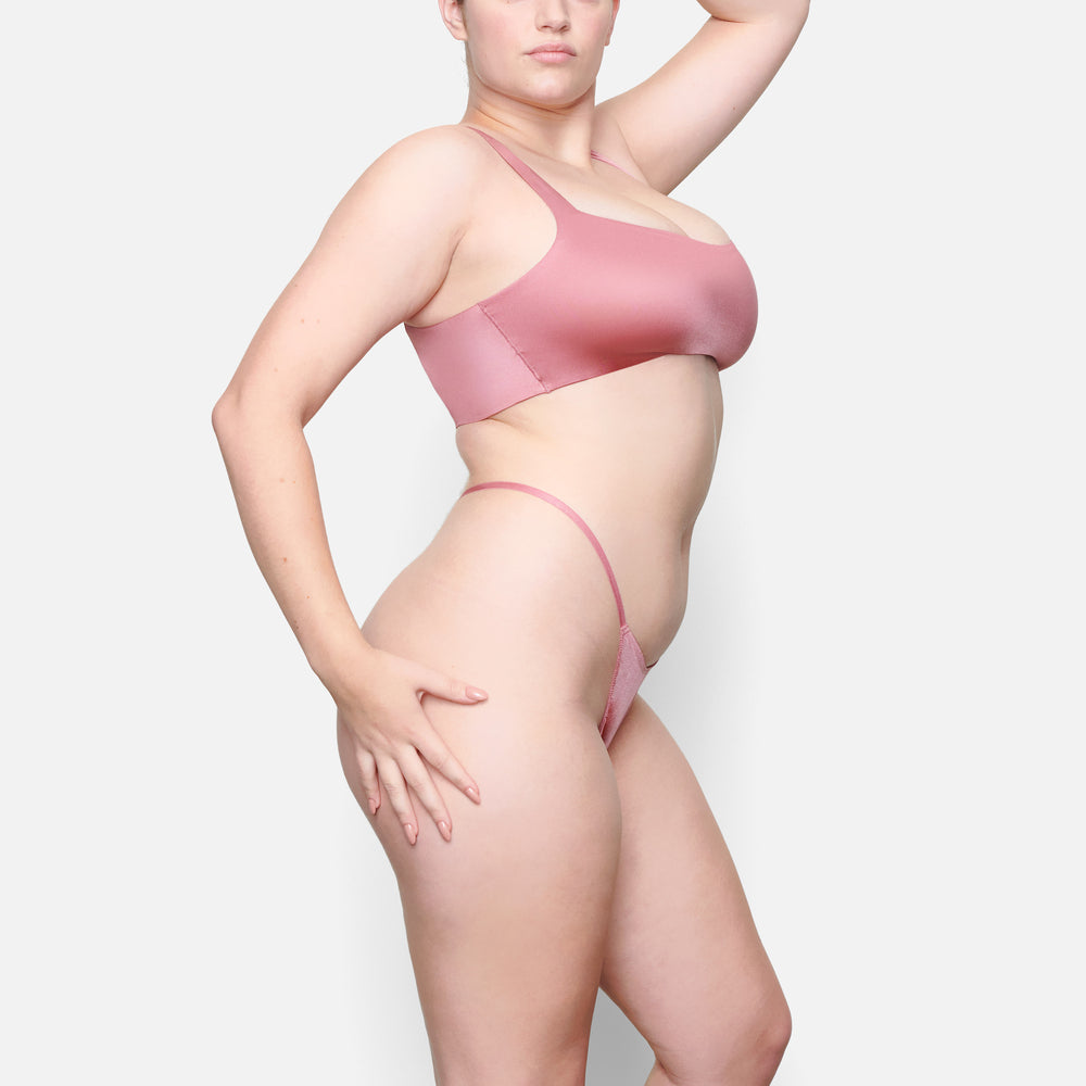Skims STRETCH SATIN DIP Thong Roze | 27ZIMWYEB