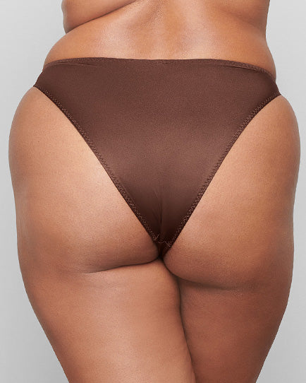 Skims STRETCH SATIN HIGH LEG Bikini Chocola | 67XLKMZYG