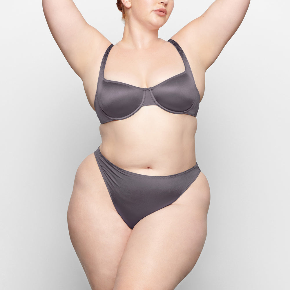 Skims STRETCH SATIN HIGH LEG Bikini Paars | 64NQBTGDS