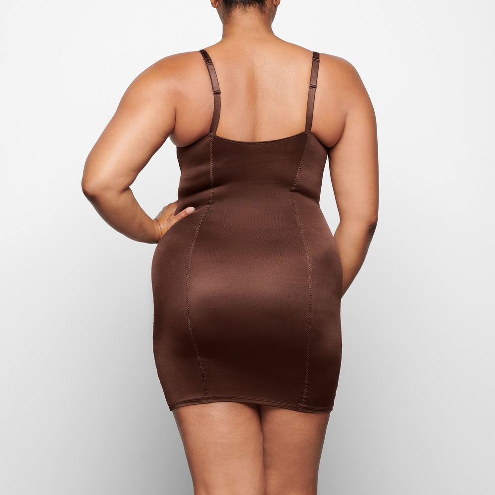 Skims STRETCH SATIN Jurk Chocola | 65DGENQYB