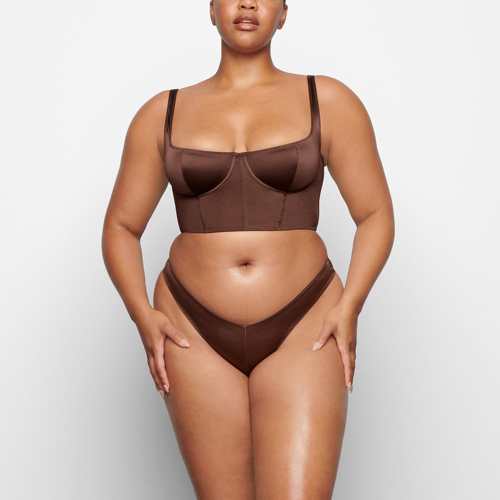 Skims STRETCH SATIN Korset Chocola | 98ZCSQBJR