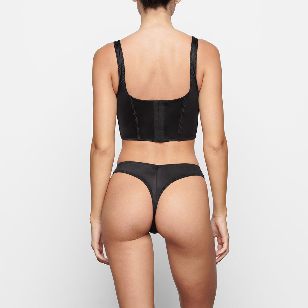 Skims STRETCH SATIN Korset Zwart | 91POSYFKX