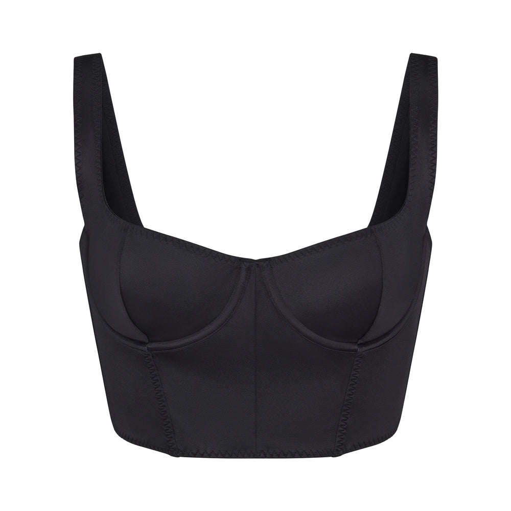 Skims STRETCH SATIN Korset Zwart | 91POSYFKX