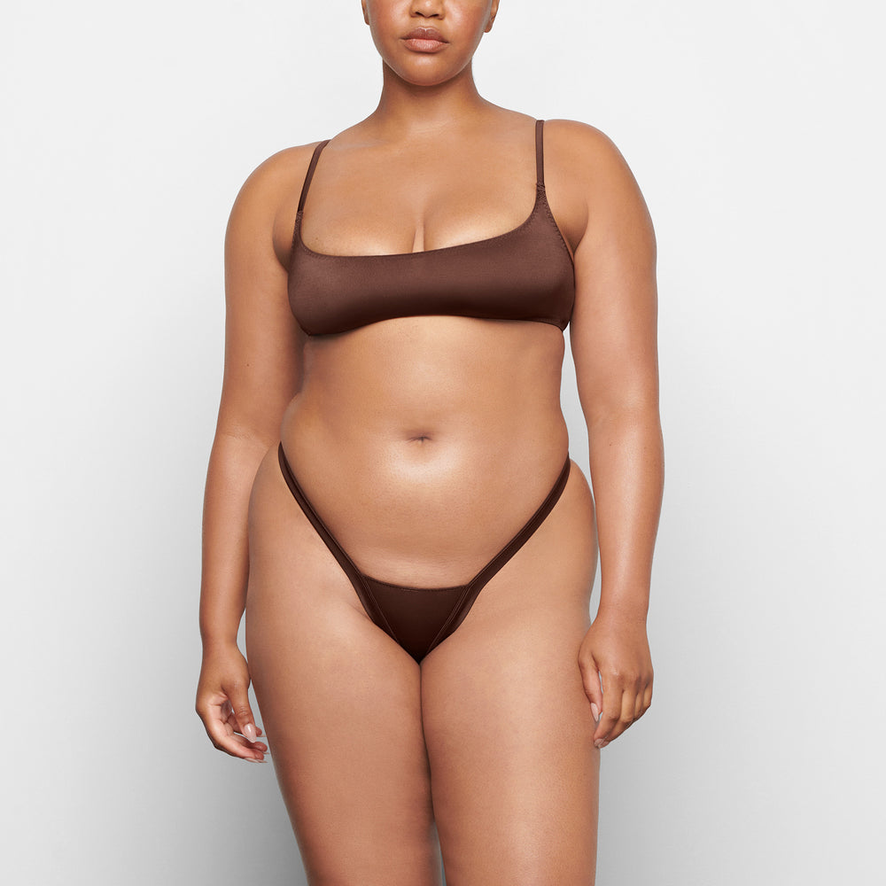 Skims STRETCH SATIN SCOOP NECK Bralette Chocola | 18TANLDPF