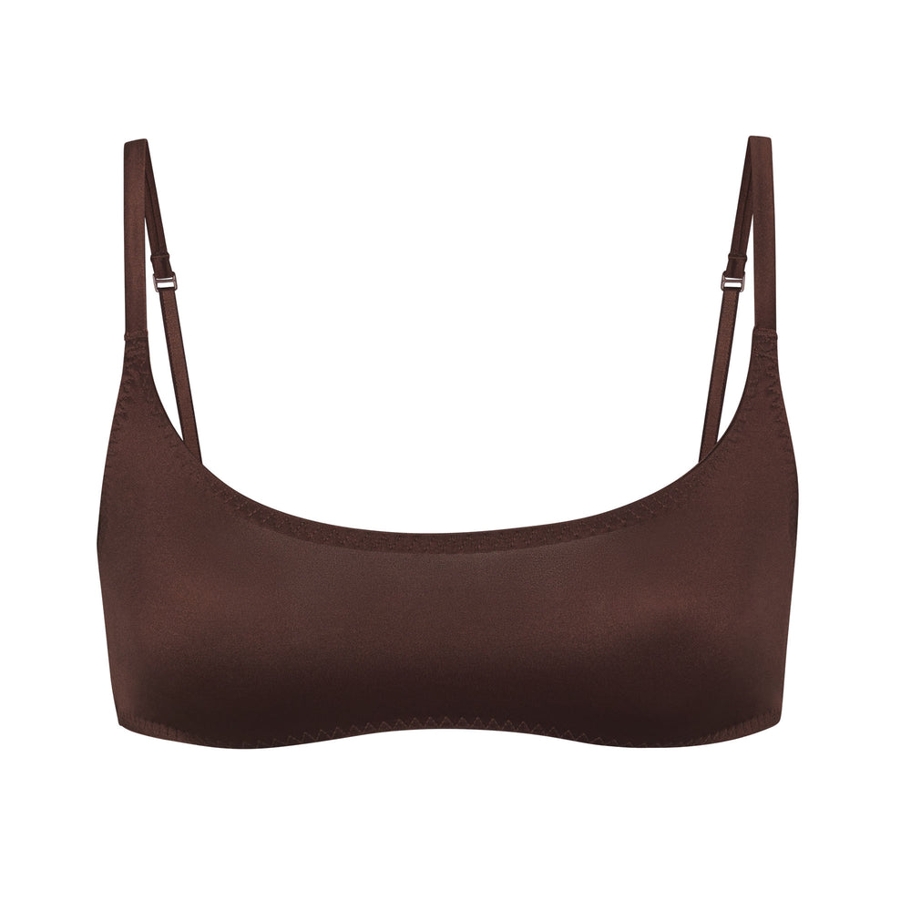 Skims STRETCH SATIN SCOOP NECK Bralette Chocola | 18TANLDPF