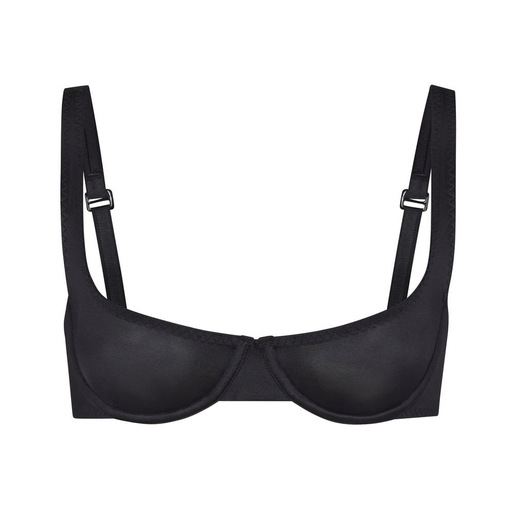 Skims STRETCH SATIN SCOOP Underwire Bra Zwart | 01CJEVBQI