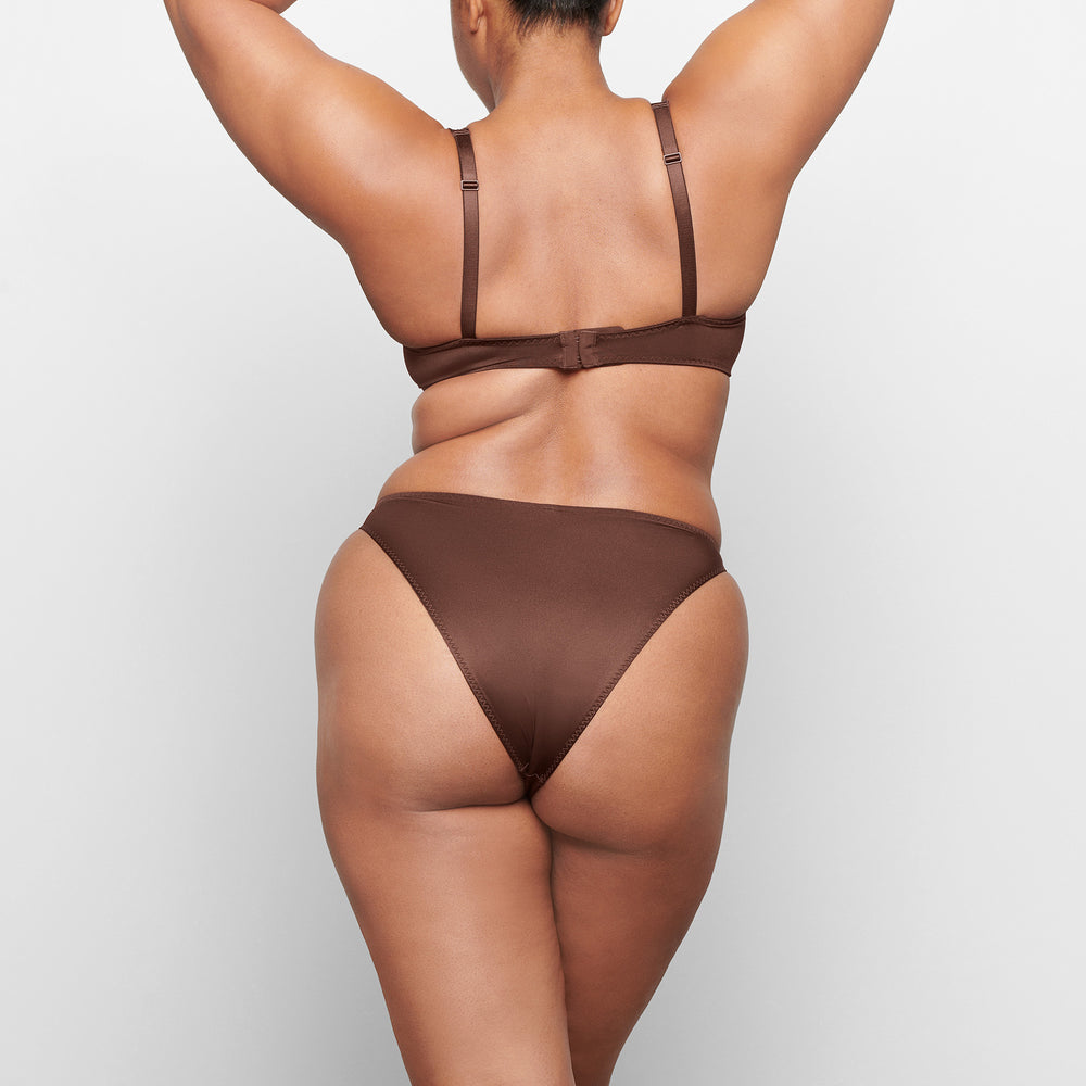 Skims STRETCH SATIN SCOOP Underwire Bra Chocola | 21OJWDNUC