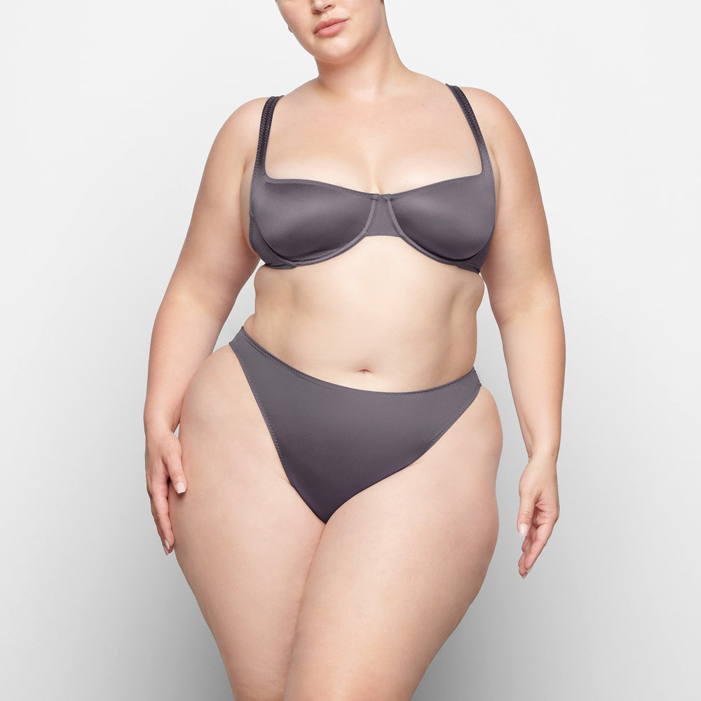 Skims STRETCH SATIN SCOOP Underwire Bra Paars | 65QLODVZI