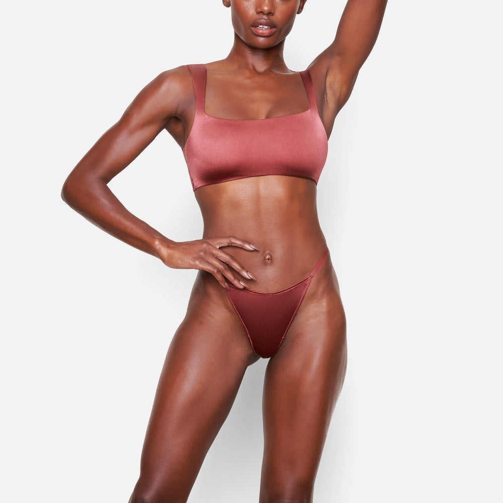 Skims STRETCH SATIN Square Neck Bra Roze | 03YNOJSBG