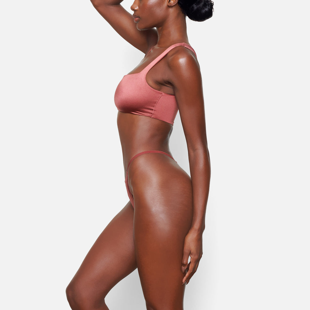 Skims STRETCH SATIN Square Neck Bra Roze | 03YNOJSBG