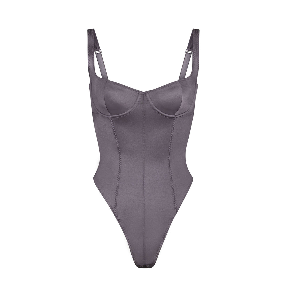 Skims STRETCH SATIN Stretch Satin Bodysuit Paars | 37NQWTPKJ